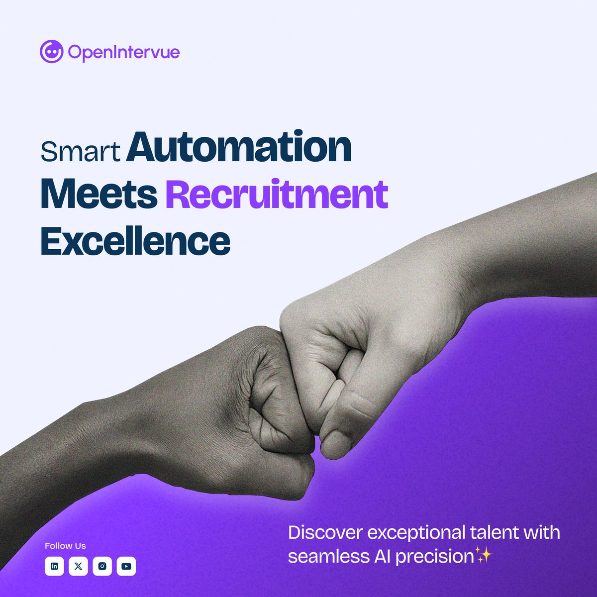 Your smartest hiring decision? Choosing OpenIntervue.

Where smart automation meets recruitment excellence—OpenIntervue enables faster, fairer, and data-driven hiring through AI-powered interviews and intelligent candidate evaluation. Say goodbye to guesswork.