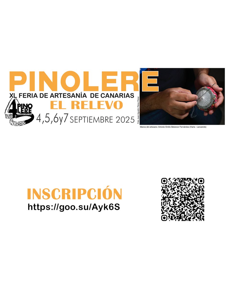 Artesaniatfe's tweet photo. 🗣️✨ Abierto plazo de inscripción para 40ª Feria Artesanía de Canarias #Pinolere 2025. @ACPinolere @LaOrotava @CabildoTenerife
🗓️Plazo de inscripción hasta 30 junio.
ℹ️📝Normas, condiciones de participación y hoja inscripción en https://t.co/HEYu7ZO80h
#40añosdepinolerelaferia https://t.co/QFc22bx0pi