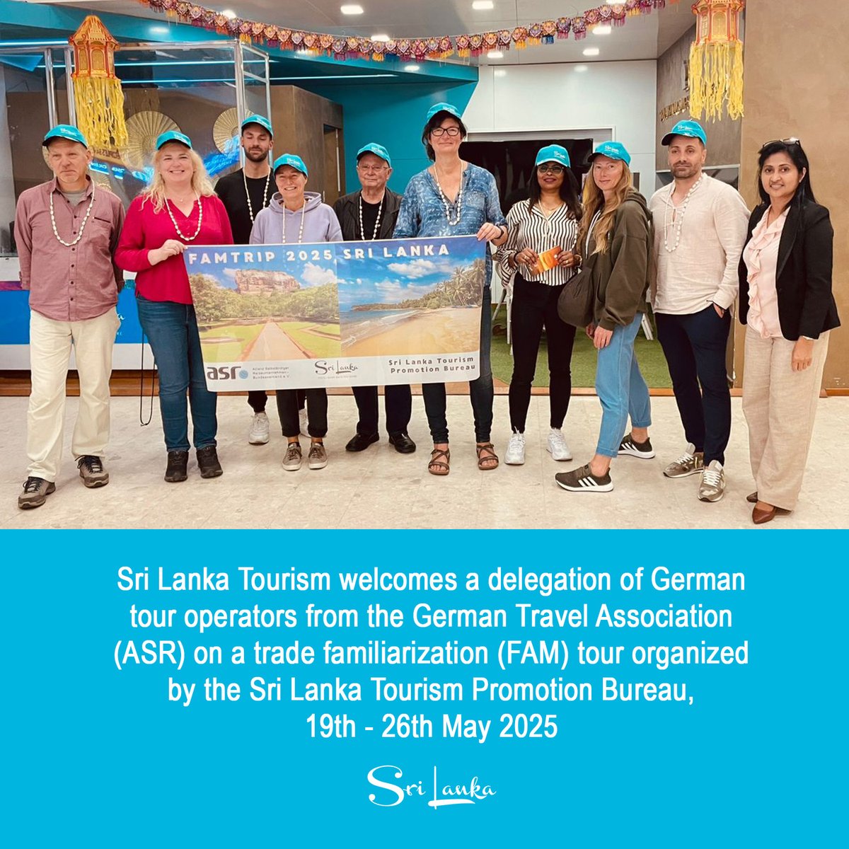 Sri Lanka Tourism welcomes the ASR delegation from Germany on a week-long FAM tour! Strengthening travel trade ties and showcasing Sri Lanka’s vibrant tourism offerings.

#SriLankaTourism #ASR #GermanyToSriLanka #FAMTrip #ExploreSriLanka #B2B #TourismPartnerships