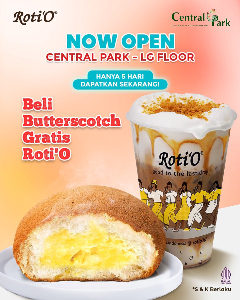 CentralParkMall's tweet photo. NOW OPEN
Roti'O at Central Park Mall, LG
#Centralparkmall #RotiO #RotiOIndonesia #TastyUntilTheLastBite https://t.co/LISlkqpVs5
