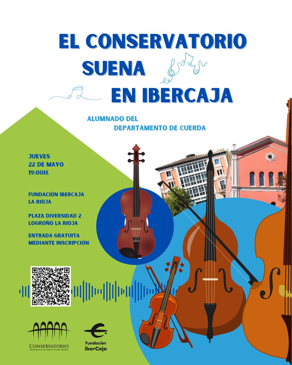 Os invitamos al quinto y último concierto a cargo del alumnado del Dep. de Cuerda dentro del Ciclo El Conservatorio suena en <a href="/FundIbercaja/">Fundación Ibercaja</a>  La Rioja.
22/05 19:00 en Fundación Ibercaja La Rioja. 
Entrada gratuita mediante inscripción en: fundacionibercaja.es/actividades/co…
<a href="/lariojaorg/">Gobierno de La Rioja</a>