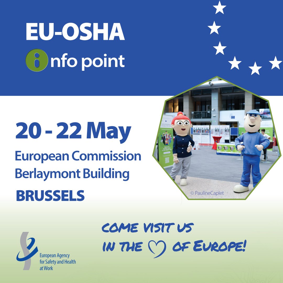 EU-OSHA 🇪🇺 (@eu_osha) on Twitter photo 🚀 Step into the future of work!
EU-OSHA’s info point at the <a href="/EU_Commission/">European Commission</a> is live 20–22 May.
🎯 Quizzes, 🤖 AI disucssions, 🤳 Napo & Napette
See you at Berlaymont – or follow along here!
#EUhealthyworkplaces
osha.europa.eu/en/oshnews/eu-… 🚀 Step into the future of work!
EU-OSHA’s info point at the <a href="/EU_Commission/">European Commission</a> is live 20–22 May.
🎯 Quizzes, 🤖 AI disucssions, 🤳 Napo & Napette
See you at Berlaymont – or follow along here!
#EUhealthyworkplaces
osha.europa.eu/en/oshnews/eu-…