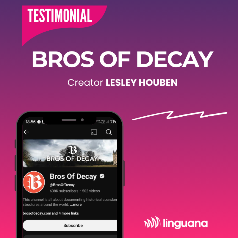 linguana_HQ's tweet photo. 1.5M views in 1 month - from new language channels alone. 
@brosofdecay partnered with Linguana to bring their stunning urban exploration videos to fans in 5 new languages.
Result? More views. More revenue. No extra work
#CreatorEconomy #YouTubeLocalization