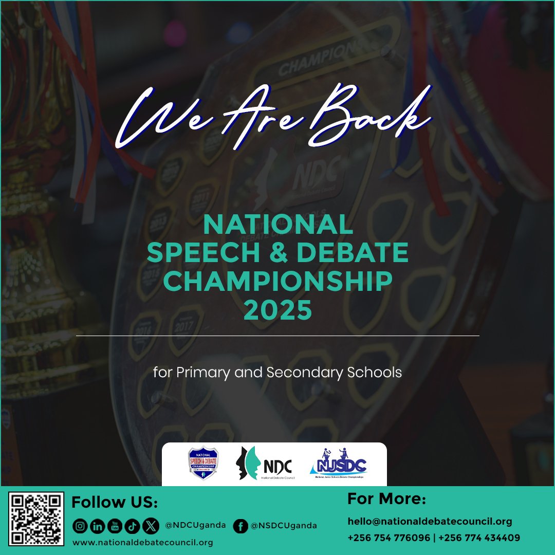 Kato Festo πͺ (@kat_festo) on Twitter photo Getting back on the Road to 'Building the Nation'
This Term Two, <a href="/NDCUganda/">National Debate Council, Uganda (NDC)</a> is going to visit 16 Regions (NDC defined) for #13thNSDC
To Participate: forms.gle/chzev5vtmy1d1Hβ¦
#NSDC2025 #DebateUG Getting back on the Road to 'Building the Nation'
This Term Two, <a href="/NDCUganda/">National Debate Council, Uganda (NDC)</a> is going to visit 16 Regions (NDC defined) for #13thNSDC
To Participate: forms.gle/chzev5vtmy1d1Hβ¦
#NSDC2025 #DebateUG