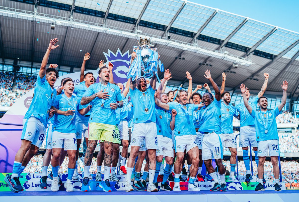 Manchester City (@mancity) on Twitter photo One year ago today, we made history, becoming the first team to win four <a href="/premierleague/">Premier League</a> titles in a row ππ©΅ One year ago today, we made history, becoming the first team to win four <a href="/premierleague/">Premier League</a> titles in a row ππ©΅