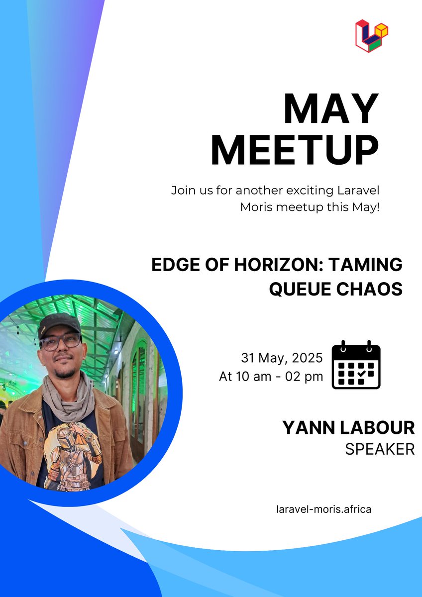 laravelphpmoris's tweet image. 🚀 Laravel Moris Meetup – May 31
🎙️ Yann Labour presents: Edge of Horizon: Taming Queue Chaos
🕙 10AM–2PM
📍 ALCHE, Mauritius
💡 Learn Laravel Queues + Horizon the smart way
🎟️ RSVP: meetup.com/laravel-moris/…
#LaravelMoris #Laravel #PHP #MauritiusDev