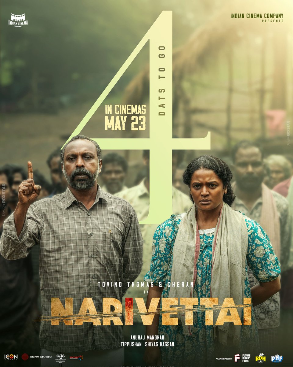Ramesh Bala (@rameshlaus) on Twitter photo 4️⃣ days to go for the action thriller #Narivettai in cinemas from May 23rd🔥
#NarivettaiFromMay23
<a href="/ttovino/">Tovino Thomas</a> <a href="/CheranDirector/">Cheran Pandiyan</a> <a href="/anuvtv/">Anuraj Manohar</a>
#SurajVenjaramoodu <a href="/tippushan/">TIPPUSHAN VE</a>
<a href="/ShiyasHassan/">Shiyas Hassan</a> <a href="/JxBe/">Jakes Bejoy</a> <a href="/PriyamvadaKris1/">Priyamvada Krishnan</a>
<a href="/Ags_production/">AGS Entertainment</a> <a href="/FutureRunup/">FRF - Future RunUp Films</a>
<a href="/SonyMusicSouth/">Sony Music South India</a> <a href="/RIAZtheboss/">RIAZ K AHMED</a>
<a href="/ParasRiazAhmed1/">Paras Riyaz</a> 4️⃣ days to go for the action thriller #Narivettai in cinemas from May 23rd🔥
#NarivettaiFromMay23
<a href="/ttovino/">Tovino Thomas</a> <a href="/CheranDirector/">Cheran Pandiyan</a> <a href="/anuvtv/">Anuraj Manohar</a>
#SurajVenjaramoodu <a href="/tippushan/">TIPPUSHAN VE</a>
<a href="/ShiyasHassan/">Shiyas Hassan</a> <a href="/JxBe/">Jakes Bejoy</a> <a href="/PriyamvadaKris1/">Priyamvada Krishnan</a>
<a href="/Ags_production/">AGS Entertainment</a> <a href="/FutureRunup/">FRF - Future RunUp Films</a>
<a href="/SonyMusicSouth/">Sony Music South India</a> <a href="/RIAZtheboss/">RIAZ K AHMED</a>
<a href="/ParasRiazAhmed1/">Paras Riyaz</a>