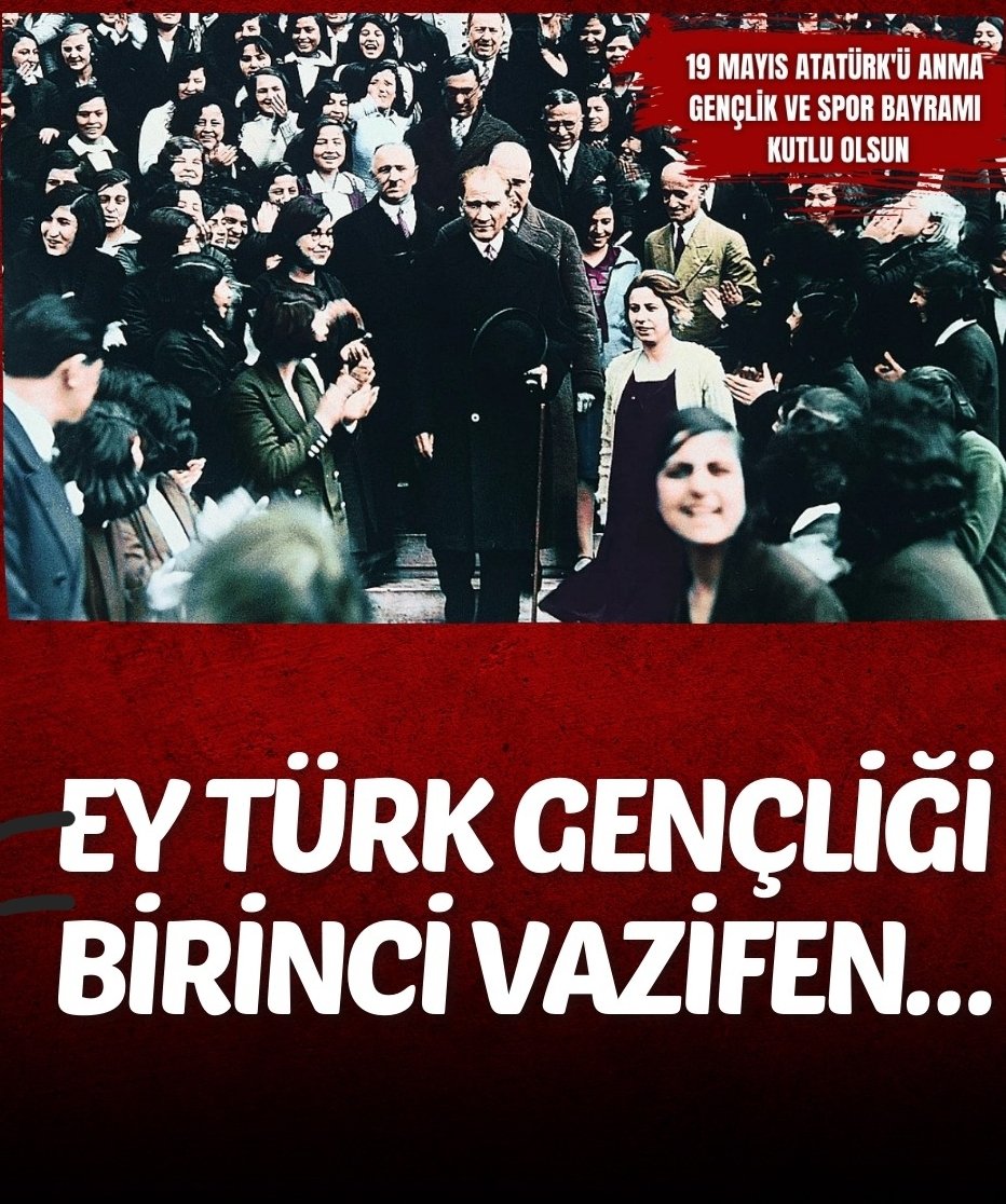#19MayısAtatürküAnmaGençlikveSporBayramı 
Türk Gençliği Bayramınız Kutlu Olsun.
