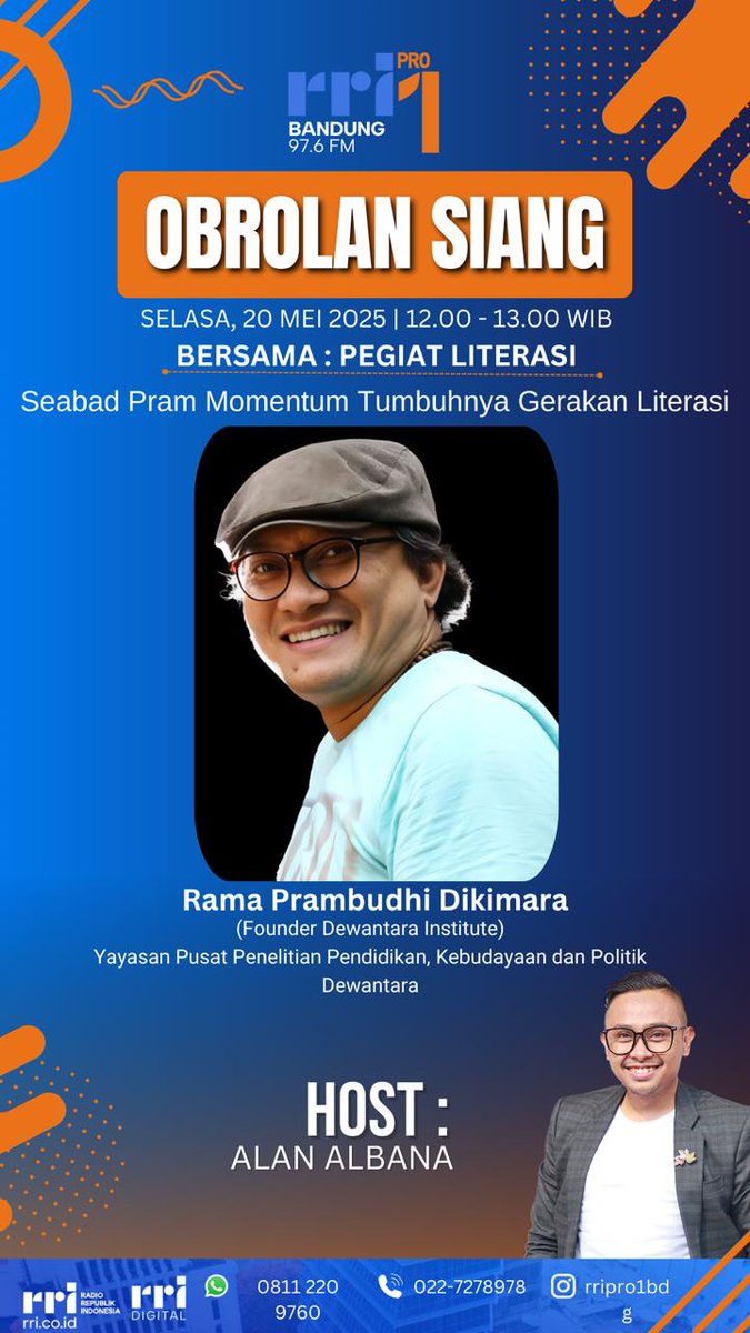 Besok siang kita bersua di udara RRI rri_bandung 🙏