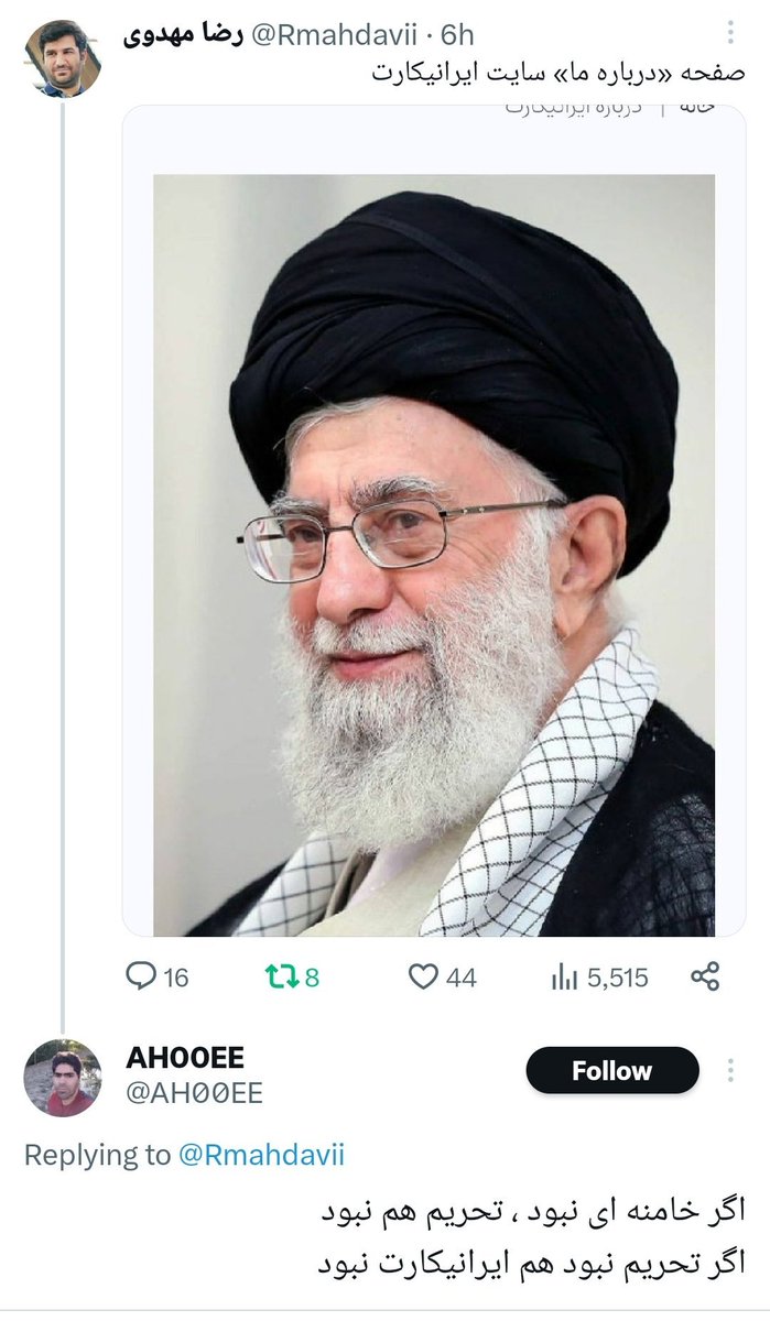 این وضعیت یکی از کاسب‌های تحریمه که تا همین چندوقت پیش عکس آقا رو بزرگ زده بودن سردر سایت. 
کامنت توی عکس هم جالبه :-)