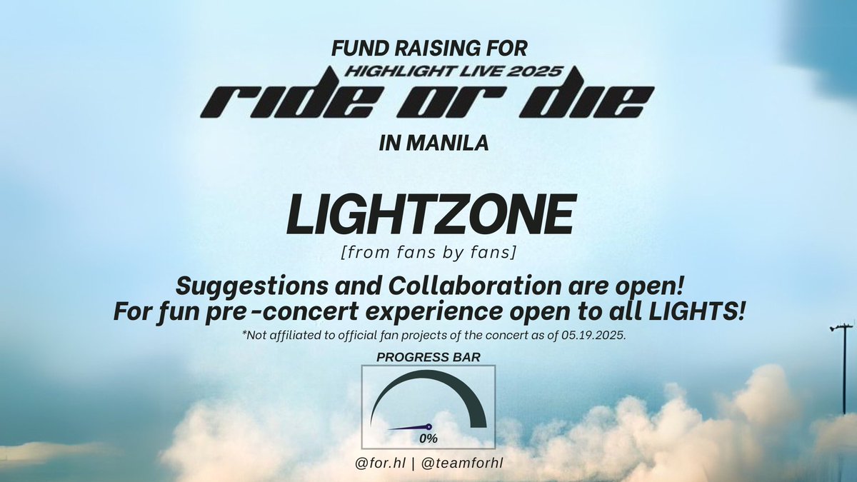 teamforHL's tweet photo. We’re so excited for HIGHLIGHT LIVE 2025: Ride or Die in Manila!

PH Light X community is happy to present;

LIGHTZONE [from fans by fans]

It is now open for donations, suggestions &amp; collabs!

Follow @teamforhl for updates! DM or reply for your thoughts ♡

 #HIGHLIGHTinMNL2025 https://t.co/6qNVF2Ef43