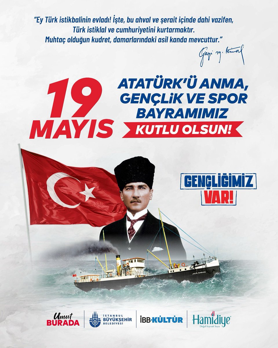 hamidiyeas's tweet image. Bugün 19 Mayıs. 
1919 yılı Mayıs’ının 19’uncu günü Samsun’a çıkan, Kurtuluş Savaşımızı başlatan Gazi Mustafa Kemal Atatürk,gençlere şöyle seslenmişti:
“Ey yükselen yeni nesil! Gelecek sizindir. Cumhuriyeti biz kurduk; onu yükseltecek ve devam ettirecek sizsiniz.”
Başarmak bizim…