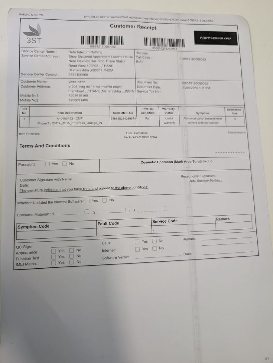 vivekparte73743's tweet photo. @cmf_support @cmfbynothing @nothingindia @nothingsupport 
This is beyond frustrating. From DAY ONE, the rear camera on my Nothing Phone has been completely useless — it only shoots in black and white, no color at all. How does something like this even pass quality checks? https://t.co/BtYuGWk86c