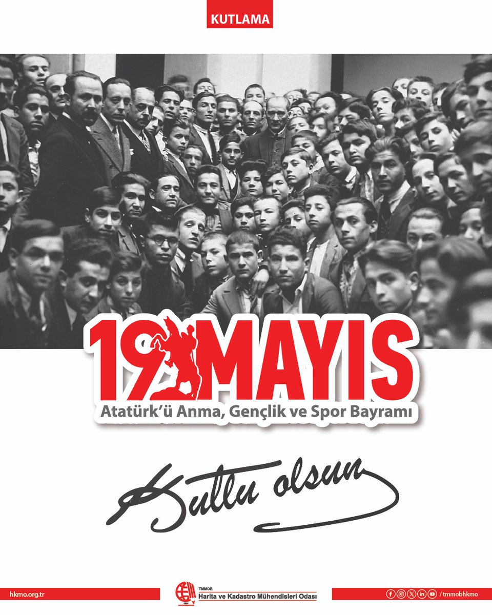 TMMOBHKMO's tweet photo. 19 MAYIS ATATÜRK’Ü ANMA, GENÇLİK VE SPOR BAYRAMI KUTLU OLSUN https://t.co/OD6xK3KGTM