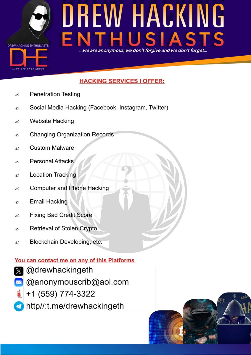 Drewhackingeth's tweet image. Recovery of bitcoin and all other crypto assets.