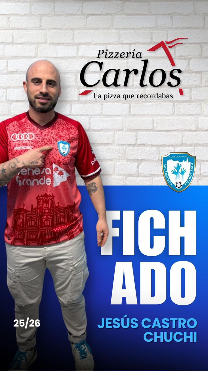 cdsalamancafs's tweet photo. ✍️FICHAJE|

Jesus Castro “Chuchi” será el segundo entrenador la próxima temporada en el @DehesaGrande F.S.SALAMANCA .

El entrenador salmantino aterriza en Salamanca con muchas ganas de ayudar a Chema a conseguir los mayores éxitos posibles. 

Bienvenido Chuchi, gracias por apostar por este proyecto y por hacer camino juntos.

#SegundoEntrenador #EnCorazonFSSalamanca #LateConNosotros #SomosFutbolSala #FutbolSalaSalamanca #Únete #ContigoNoSunamosMultiplicamos