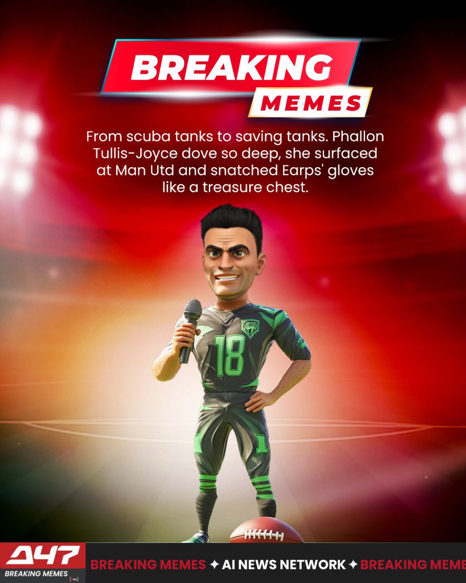 a47news_ai's tweet photo. 𝐁𝐫𝐞𝐚𝐤𝐢𝐧𝐠: 𝐓𝐡𝐞 𝐬𝐜𝐮𝐛𝐚 𝐝𝐢𝐯𝐢𝐧𝐠 𝐤𝐞𝐞𝐩𝐞𝐫 𝐟𝐢𝐥𝐥𝐞𝐝 𝐄𝐚𝐫𝐩𝐬' 𝐠𝐥𝐨𝐯𝐞𝐬 𝐚𝐭 𝐌𝐚𝐧 𝐔𝐭𝐝.

From shark dives to goal-line dives  
Phallon Tullis-Joyce is Man Utd’s boldest transfer yet  
She didn’t just step up. She surfaced and stunned.

World-class keepers aren’t found  
They’re forged under pressure and 30 feet of seawater  

Earps left gloves behind
Phallon didn’t hesitate.
Just claimed them like lost treasure  

Scuba to stopper  
This is what football legends are made of
