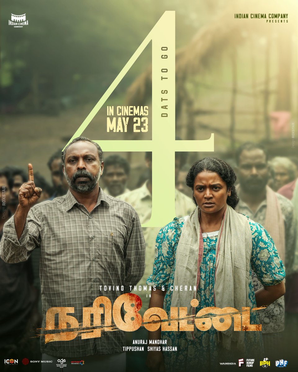 Cinemapatti (@cinemapatti) on Twitter photo 4️⃣ days to go for the action thriller #Narivettai in cinemas from May 23rd🔥
#NarivettaiFromMay23
<a href="/ttovino/">Tovino Thomas</a> <a href="/CheranDirector/">Cheran Pandiyan</a> <a href="/anuvtv/">Anuraj Manohar</a>
<a href="/Ags_production/">AGS Entertainment</a> <a href="/FutureRunup/">FRF - Future RunUp Films</a>
<a href="/SonyMusicSouth/">Sony Music South India</a> <a href="/RIAZtheboss/">RIAZ K AHMED</a>
<a href="/ParasRiazAhmed1/">Paras Riyaz</a> <a href="/V4umedia_/">V4U Media</a> 4️⃣ days to go for the action thriller #Narivettai in cinemas from May 23rd🔥
#NarivettaiFromMay23
<a href="/ttovino/">Tovino Thomas</a> <a href="/CheranDirector/">Cheran Pandiyan</a> <a href="/anuvtv/">Anuraj Manohar</a>
<a href="/Ags_production/">AGS Entertainment</a> <a href="/FutureRunup/">FRF - Future RunUp Films</a>
<a href="/SonyMusicSouth/">Sony Music South India</a> <a href="/RIAZtheboss/">RIAZ K AHMED</a>
<a href="/ParasRiazAhmed1/">Paras Riyaz</a> <a href="/V4umedia_/">V4U Media</a>