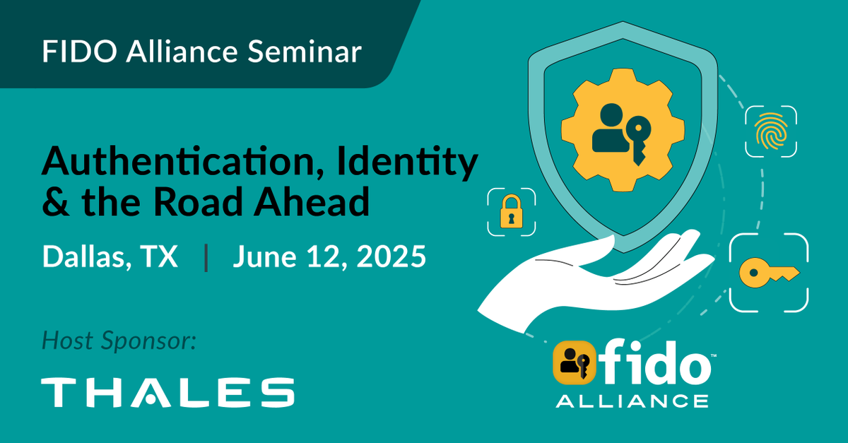 versasec's tweet photo. This June 12, join the @FIDOAlliance, @thalesgroup, and Versasec for a seminar featuring: #Authentication, #Identity &amp; the Road Ahead! 🛣️  

Secure your spot: https://t.co/torSVgoQoG

#passkeys #userauthentication #identitysecurity #IAM #dallastech https://t.co/Bbs2L5td46