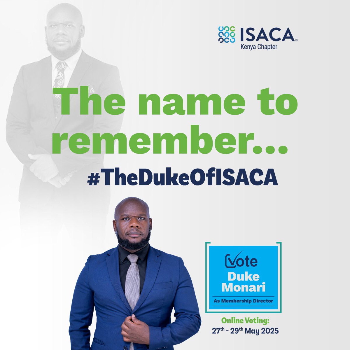 With over 15 years in IS Audit leadership across Africa, <a href="/dukemonari/">duke Monari</a> has built resilient teams and delivered governance excellence. Let’s bring that caliber to <a href="/Isaca_kenya/">ISACA KENYA CHAPTER</a>. #TheNameToRemember Duke Monari | ISACA Kenya Chapter