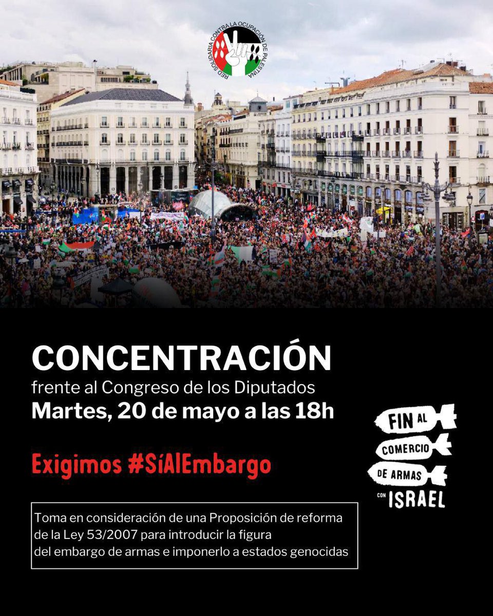 Palestina |
Fin de semana sangriento en Gaza Israel anunció la ofensiva terrestre en el norte y el sur de Gaza 
+ de 51 mil personas asesinadas
+ de 116 mil personas heridas
Nosotras pedimos el embargo a Israel
 🔴 20 mayo. 18h. <a href="/Congreso_Es/">Congreso</a>
#SíAlEmbargo