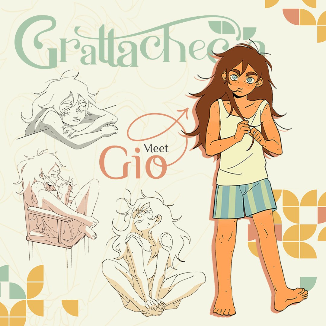 Gio, Grattachecca's protagonist!

Quiet and food-driven kid bearing an heatwave in a city new for her and her bigger brother, Marco

Character design by <a href="/t_ulliok/">Tulli 툴리 🍉</a>