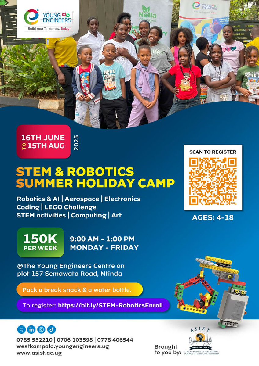 Join our exciting STEM &amp; Robotics Summer Holiday Camp! Hands-on learning, coding, robotics, and fun challenges await your child. Enroll now and spark innovation!

#STEMCamp2025 | #RoboticsFun | #YoungInnovatorsUG