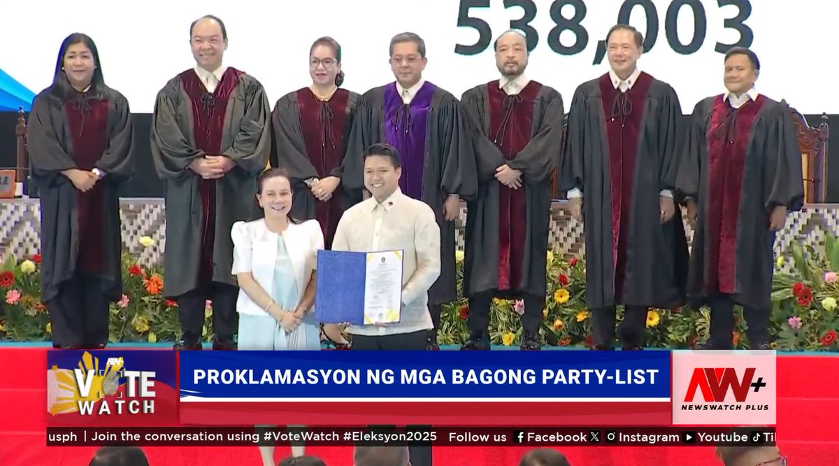 newswatchplusph's tweet photo. LOOK: Brian Poe, son of Sen. Grace Poe, is set to assume a congressional seat in the 20th Congress as representative of FPJ Panday Bayanihan party-list, which was proclaimed as winner in the recently concluded #Eleksyon2025 | @bylancemejico 

#VoteWatch https://t.co/NUu2H0MP1w