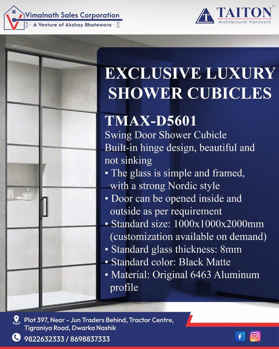 vimalnathsales's tweet photo. Upgrade your bath space with elegance!

Transform your bathroom into a statement of style.
📍Plot 397, Near-Jun Traders Behind Tractor Centre, Tigraniya Road, Dwarka, Nashik
📞 9822632333 / 8698837333

#VimalnathSalesCorporation #LuxuryShowerCubicle #BathroomMakeover #TMAXD5601 https://t.co/Os1iVaNHmG