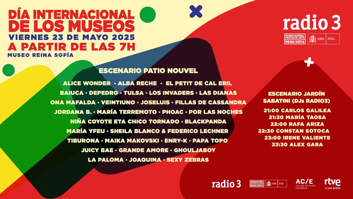 Este viernes 23/5, a las 14.30 horas estaremos tocando algunas de las canciones de nuestro nuevo disco #Losmareados en el escenario de <a href="/radio3_rne/">Radio 3</a> en el Reina Sofía, para celebrar el #DíaInternacionaldelosMuseos. Será en el Patio Nouvel (acceso por Ronda de Atocha). Nos vemos!