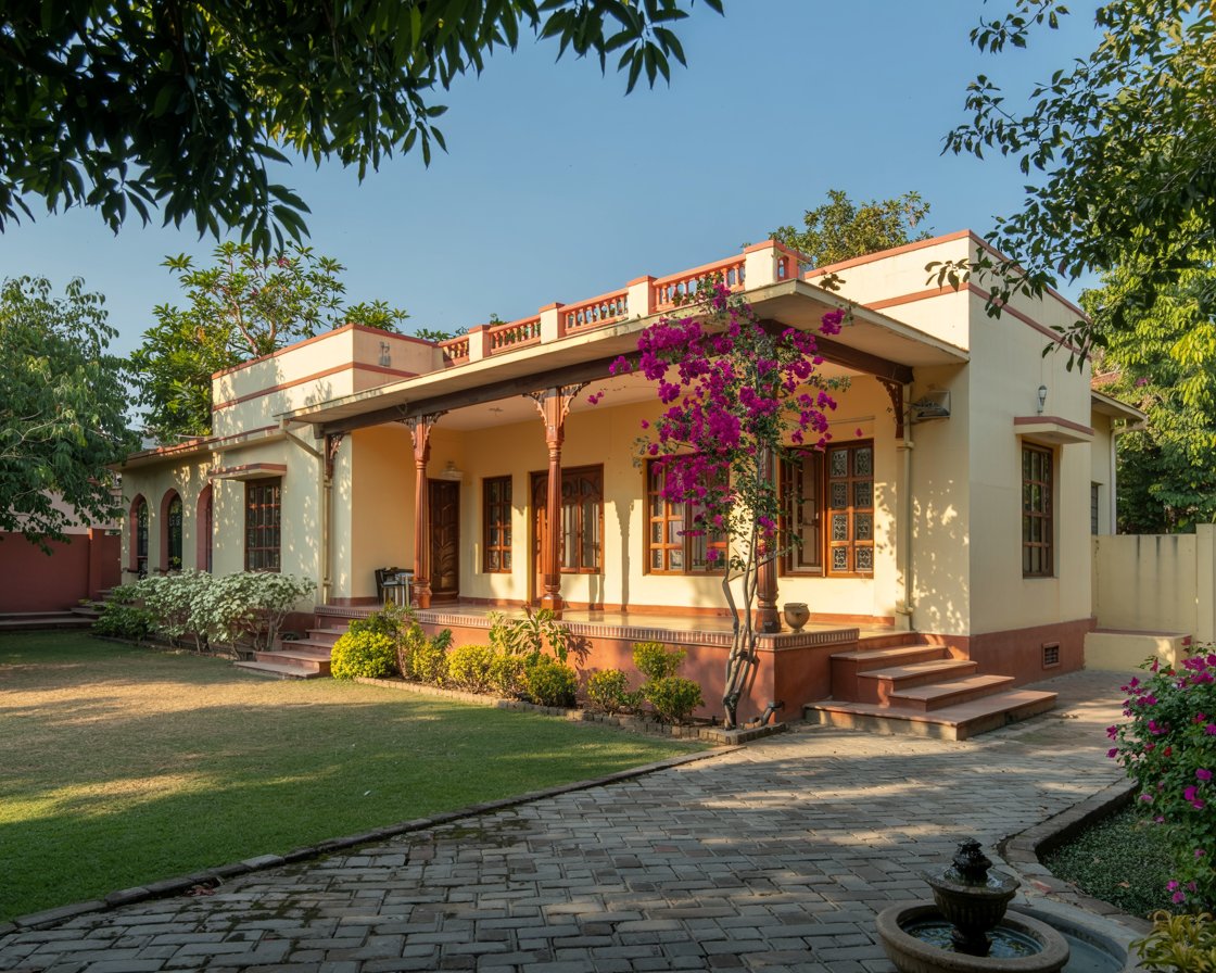 sidharthgehlot's tweet image. Real comfort = Nani ka Ghar + Bougainvillea.