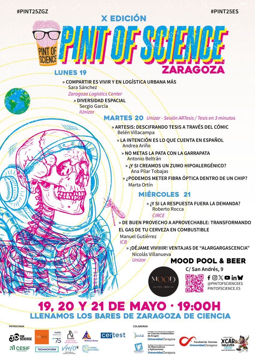¡Vuelve Pint of Science con su X edición! 🔬🧠

Este 20 de mayo no te pierdas ARTESIS, un proyecto único que conecta el arte con la investigación académica.

📍 Lugar: Mood Pool &amp; Beer (C/ San Andrés 9, Zaragoza)
🕖 Hora: 19:00 h

#PINT25ZGZ #PintOfScience #ARTESIS #ciencia