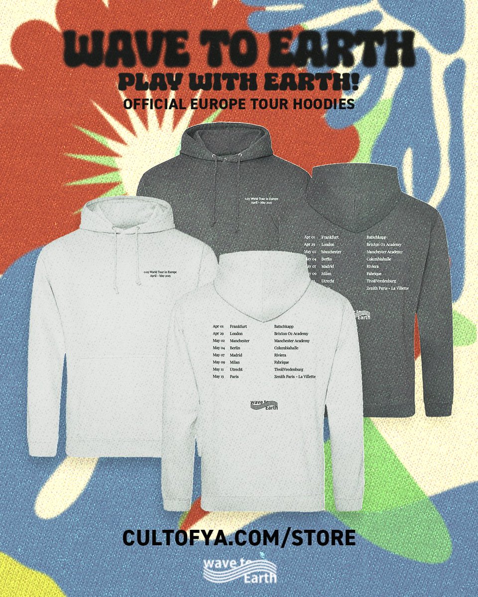 [play with earth! Europe]
Official Europe Tour Hoodies 
Limited quantity available for online purchase now

CULTOFYA.COM/STORE

<a href="/wave_to_earth/">wave to earth</a> 
<a href="/wavyseoul/">WAVY</a>