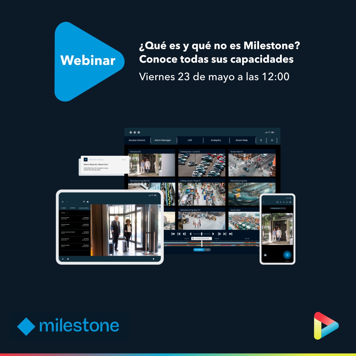 IBDGlobalES's tweet photo. 💻 Nuevo webinar de @milestonesystems para clientes de IBD Global

💡 ¿Qué es y qué no es Milestone? Descubre sus capacidades, funcionalidades y mucho más.

📅 Viernes, 23 de mayo de 2025
⏰ 12:00h

📩 Registro: https://t.co/XVH1ARbaLK https://t.co/KWJmuoGPI5