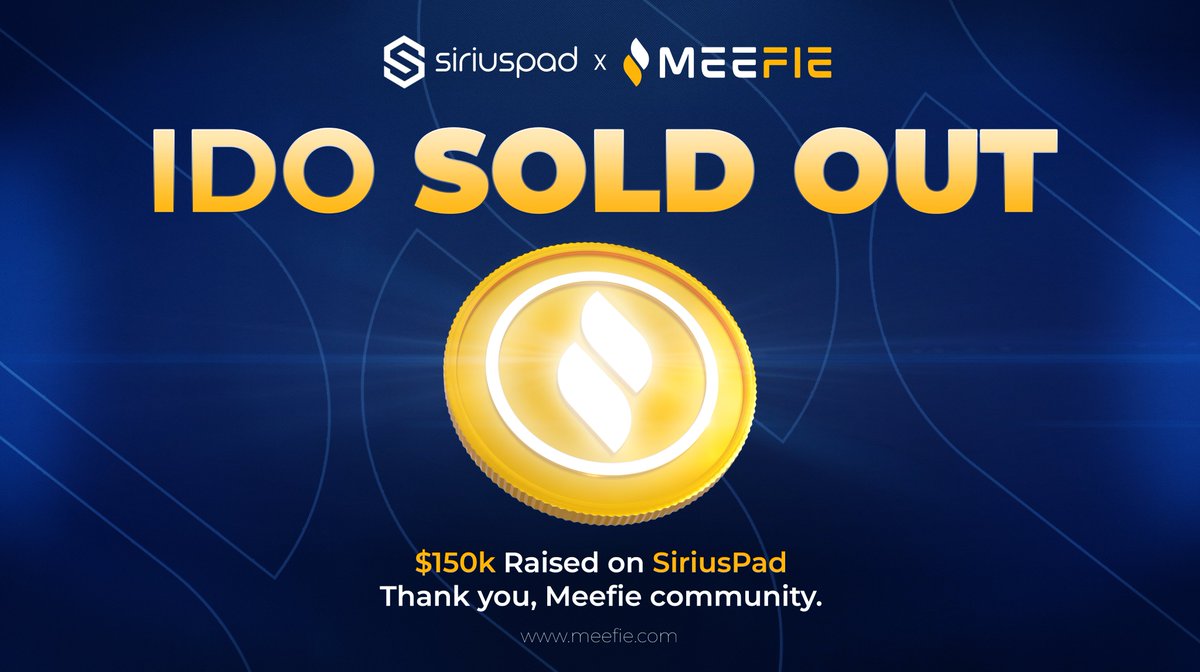 🔥 SOLD OUT on SiriusPad $150,000 RAISED! 🔥

We did it! Our IDO on SiriusPad Launchpad is officially SOLD OUT a total of $150,000 raised! 🙌

Huge gratitude to our amazing community, early supporters, and the SiriusPad team for making this possible. Your belief in MeeFie fuels