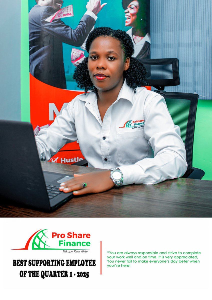 Prosharecapital's tweet photo. Hongera sana Glory na iwe chachu ya kujituma zaidi kwenye kufanikisha malengo ya Proshare Finance.
#ProShareFinance https://t.co/BgV2aHdXmm