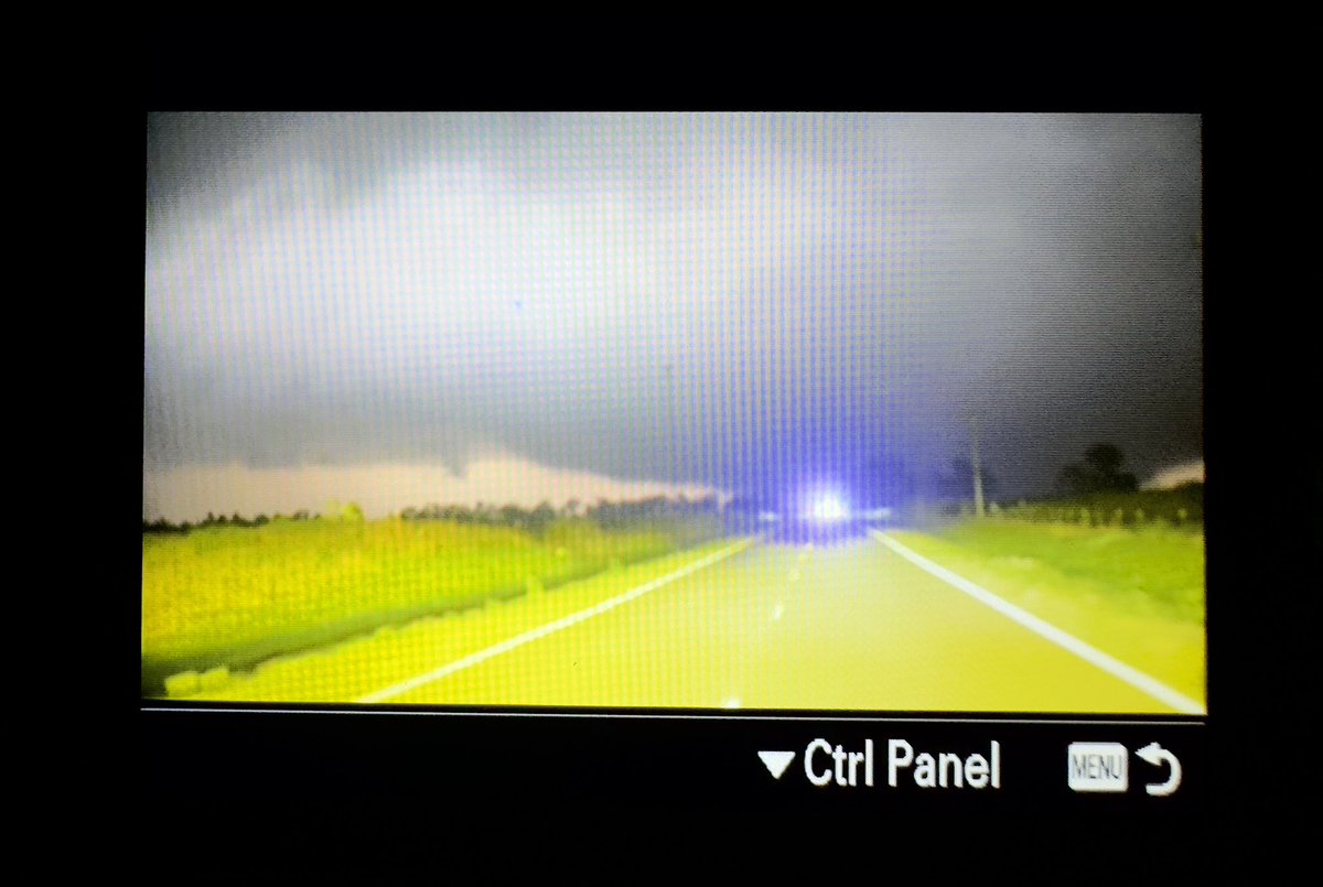 CRyanMauk's tweet photo. I’m still processing what I witnessed tonight. Here’s some low-res viewfinder grabs. After tomorrow’s chase I’m going home to Fargo to edit this thing. It’s going to take some denoising in post, but this one’s gonna be an episode to remember 🎥 🌪️ https://t.co/Xpx4Mcdcj7 https://t.co/KxR6JywTzw