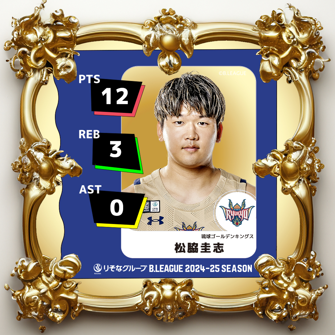 BLGGamexGame's tweet photo. そして、チーム選手の起死回生の一撃を放った神の右手、#琉球ゴールデンキングス 松脇圭志のスタッツはこちら！
今夜はどんな伝説が生まれるのか、目が離せない！ https://t.co/Z3JJkYMaZm
