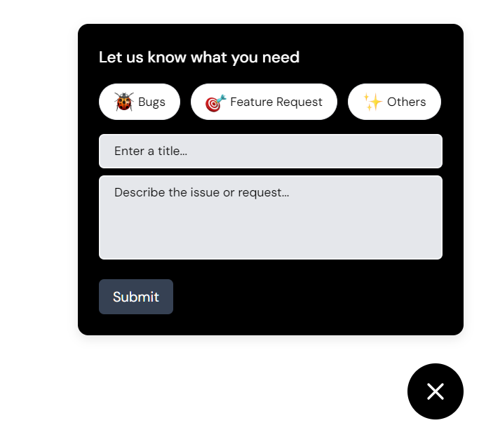chefkeef1000's tweet photo. Currently creating a feedback widget npm package , let me know what you guys think 

#buildinpublic https://t.co/lTcpP00SXP