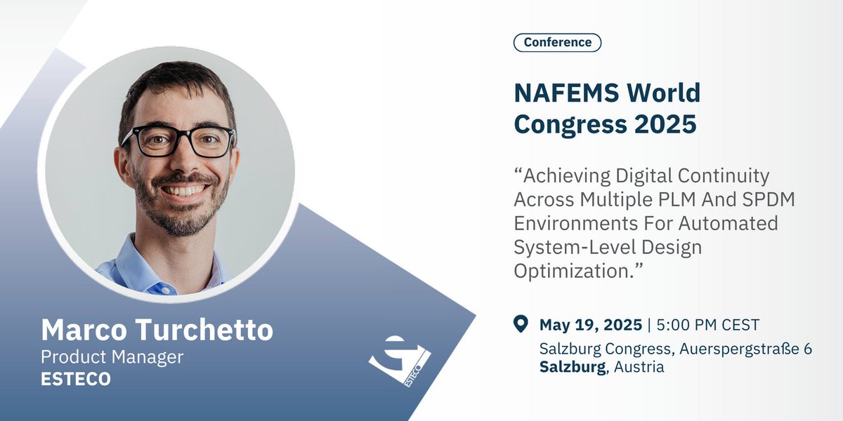 🎙️Are you navigating the challenges of increasing product complexity and disconnected design environments? Don't miss Marco Turchetto's insightful speech at #NAFEMS25. engineering.esteco.com/events/nafems-…