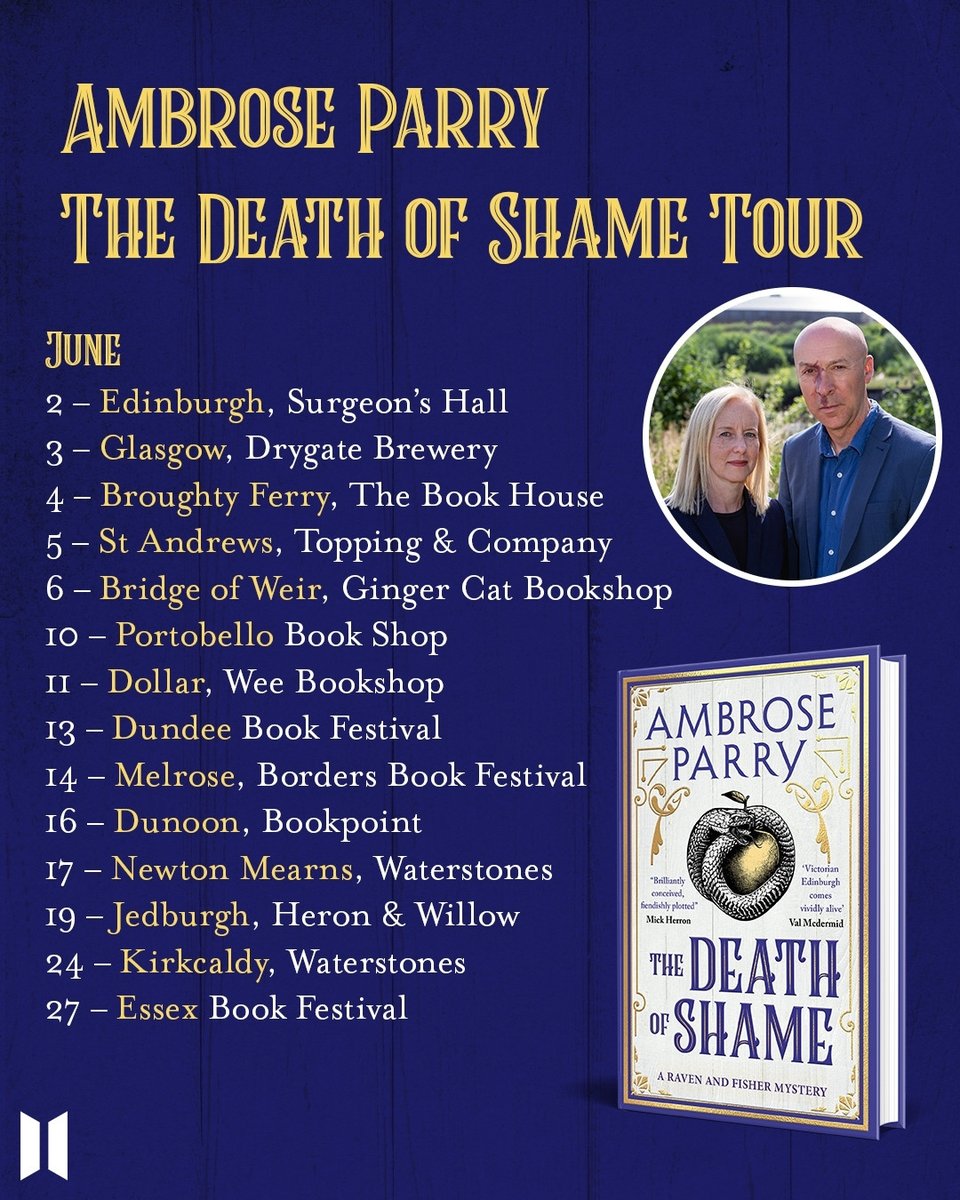 Chris Brookmyre (@cbrookmyre) on Twitter photo We're heading out on tour to promote the new <a href="/ambroseparry/">Ambrose Parry</a> novel, The Death of Shame. Come and hear us argue about who gets the blame and the credit. We're heading out on tour to promote the new <a href="/ambroseparry/">Ambrose Parry</a> novel, The Death of Shame. Come and hear us argue about who gets the blame and the credit.