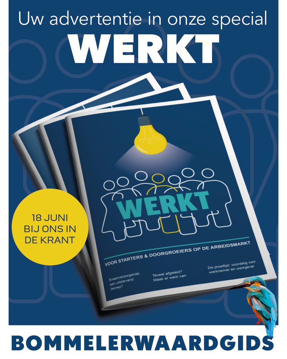 𝙋𝙡𝙖𝙖𝙩𝙨 𝙪𝙬 𝙫𝙖𝙘𝙖𝙩𝙪𝙧𝙚 𝙞𝙣 𝙙𝙚 𝙫𝙖𝙘𝙖𝙩𝙪𝙧𝙚𝙗𝙞𝙟𝙡𝙖𝙜𝙚 𝙒𝙀𝙍𝙆𝙏 | | Op woensdag 18 juni verschijnt de nieuwe editie van  WERKT!

𝗿𝗲𝘀𝗲𝗿𝘃𝗲𝗿𝗲𝗻 𝘃𝗮𝗻 𝗲𝗲𝗻 𝗽𝗹𝗲𝗸𝗷𝗲 𝗻𝗲𝗲𝗺 𝗰𝗼𝗻𝘁𝗮𝗰𝘁 𝗺𝗲𝘁 𝗼𝗻𝘀 𝗼𝗽:
📧 info@bommelerwaardgids.nl