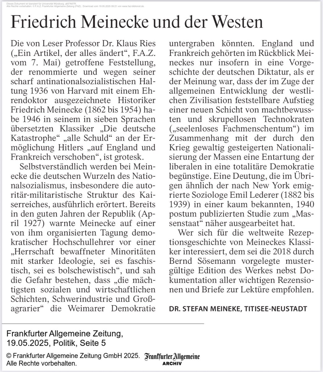 Noch einmal Friedrich #Meinecke, diesmal von einem echten Experten