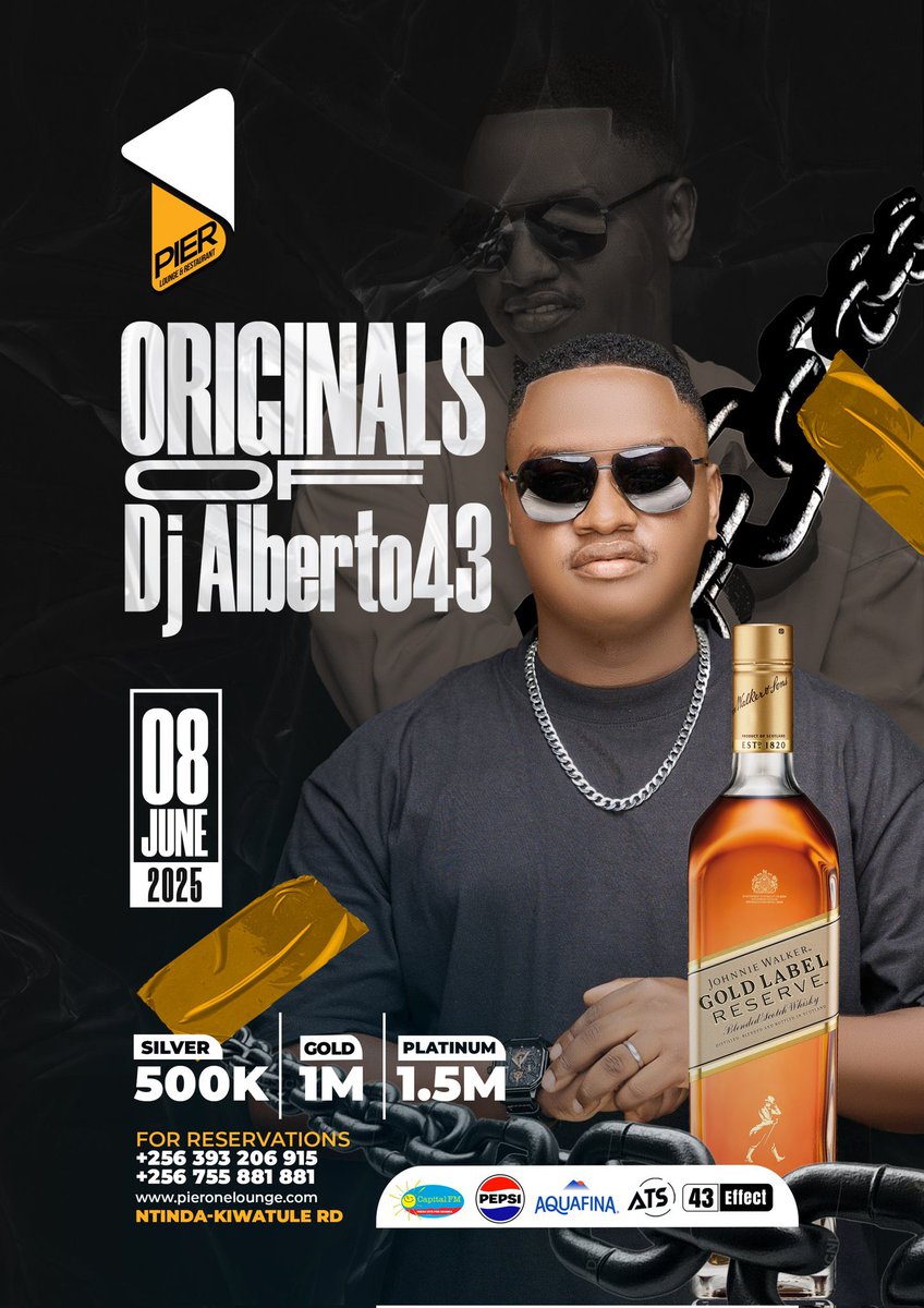 Pier1_Ntinda's tweet photo. #PartyAlert | June 8th
Something original is about to shake the city!
Pick your vibe:
Silver – 500K | Gold – 1M | Platinum – 1.5M
Book now:
+256 393 206 915 / +256 755 881 881 https://t.co/jDXcPBK9wy