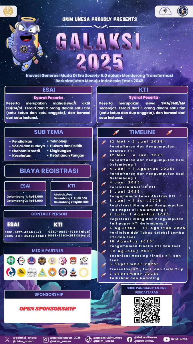 unesa_ukim's tweet photo. Kalian bingung nyari lomba kepenulisan?

Yuk join di Galaksi 2025 🤩✊️
https://t.co/Mrl1kwVXIM

#dpr #lomba #esay #kti #indonesiamaju #unesa #ukimunesa https://t.co/irzTVMo5fT