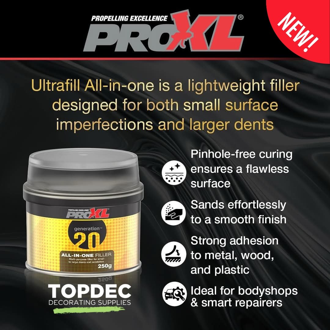 topdecbrush's tweet photo. NEW at Topdec!
Introducing the ProXL Generation20 All-In-One 250g
Get it now in-store at Topdec or order online:
https://t.co/BgSHlE5XyI
Perfect for pros who need reliability
#Topdec #ProXL #AllInOnePrimer #DecoratorTools #TradeGear #PaintingProfessionals
@proxl_brand https://t.co/cZFqXHUdQb