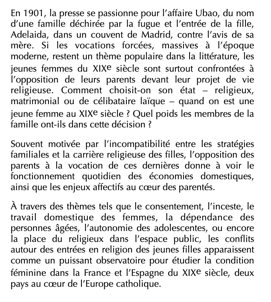Inès Anrich - Filles en conflit

Consentement et vocations religieuses

À paraître en août chez CNRS Éditions