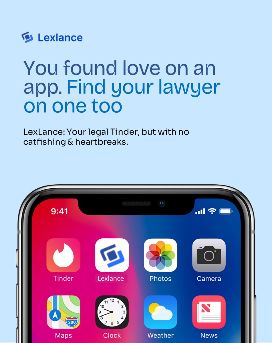 Lexlance_app's tweet image. You found love on an app.
You can find your lawyer on one too.
Except this time, there’s no heartbreak.

Just fast, and verified legal help, the kind that actually shows up when you need it.

SIGN UP ON LEXLANCE NOW 
And get connected to the right lawyer for you.
