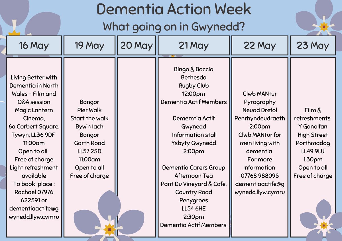 NW Regional Partnership Board (@nwrpb) on Twitter photo There are many events taking place across North Wales for Dementia Action Week, here are just some that may be of interest. Whats going on in Gwynedd? <a href="/CyngorGwynedd/">Cyngor Gwynedd</a> There are many events taking place across North Wales for Dementia Action Week, here are just some that may be of interest. Whats going on in Gwynedd? <a href="/CyngorGwynedd/">Cyngor Gwynedd</a>