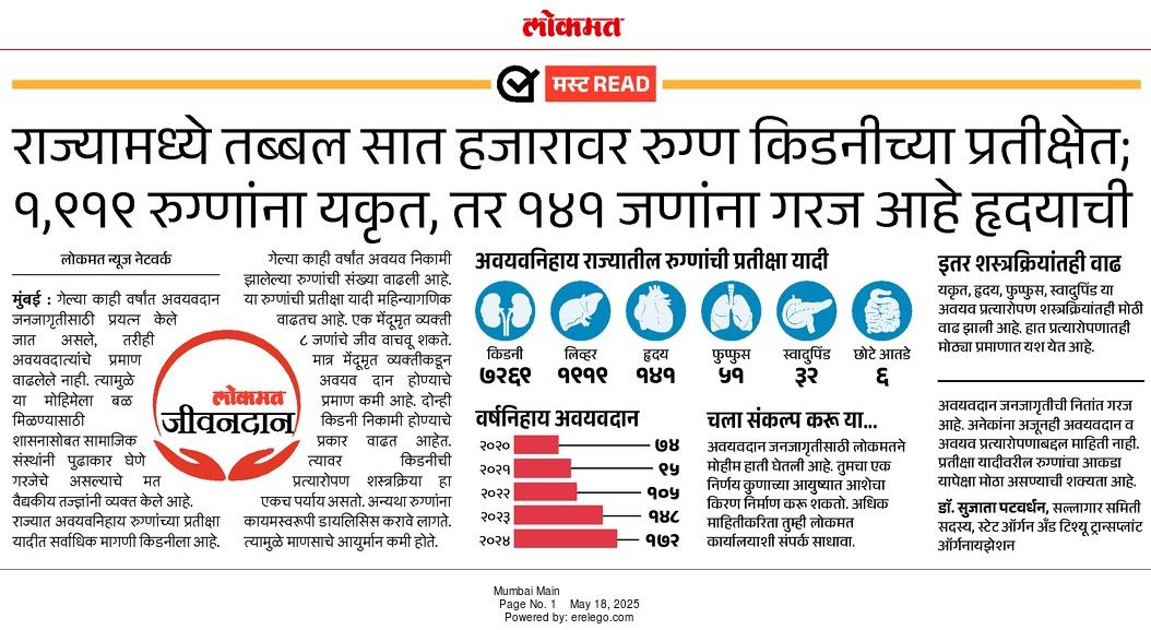 Lokmat media group promoting organ donation in collaboration with ROTTO SOTTO, West.
